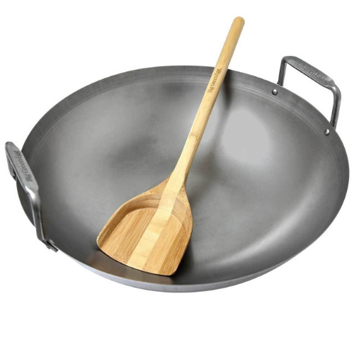 Wok-Carbon Steel with bamboo Spatula